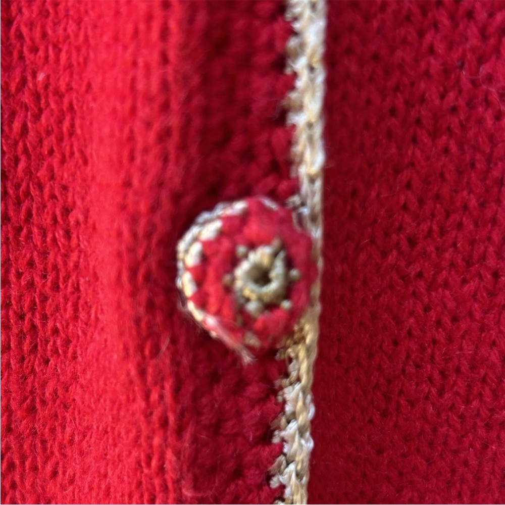 Vintage Carolina Colours Cardigan Sweater Small Red Embroidered Beaded Floral - Picture 8 of 12